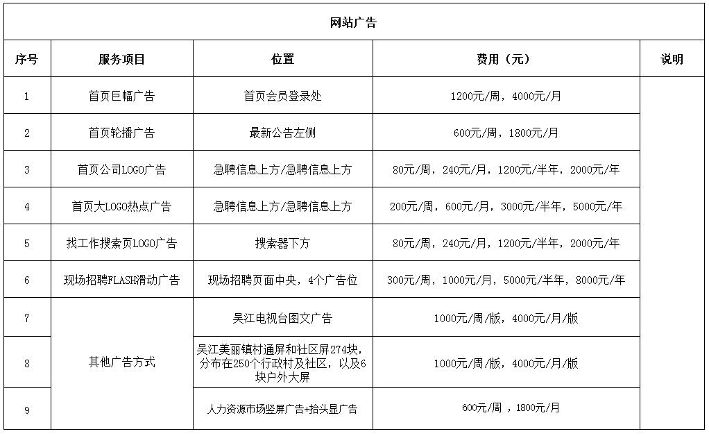 收费标准-(广告2016.01)
